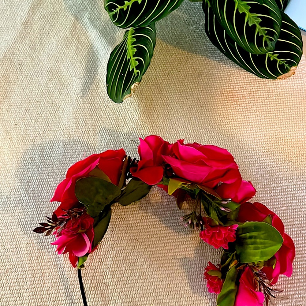 Beautiful fake rose head band.